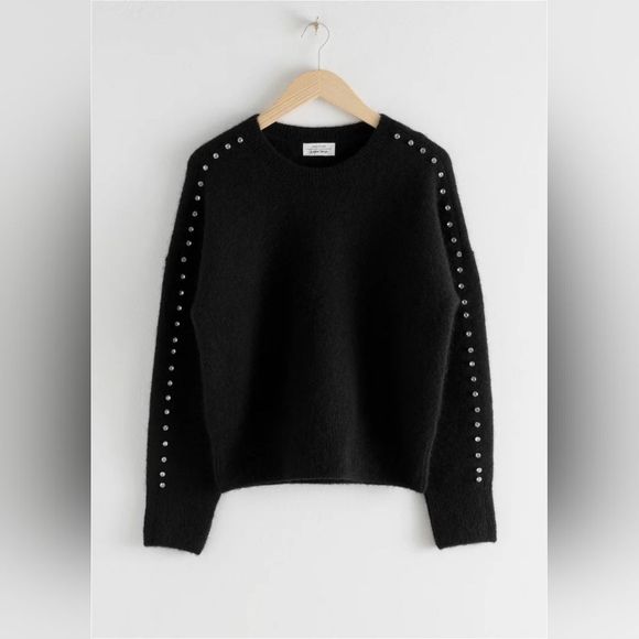 & Other Stories Sweaters - & OTHER STORIES Black Rhinestone Embellished Sweater Size XS
